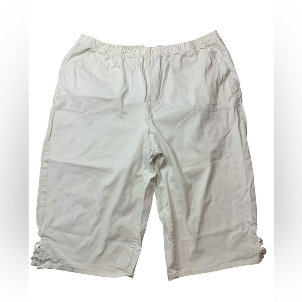 Croft & Barrow White Lattice Hem Pull-On Capri Pants Plus Size 3X